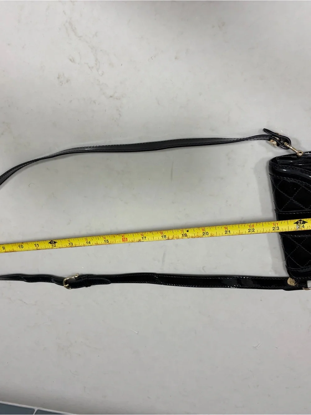 Burberry Black Patent Quilted Crossbody Bag with Gold Hardware